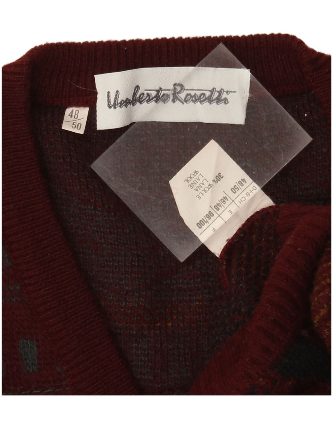 Ανδρικό πουλόβερ με λαιμόκοψη UMBERTO ROSETTI IT 48/50 Medium Maroon