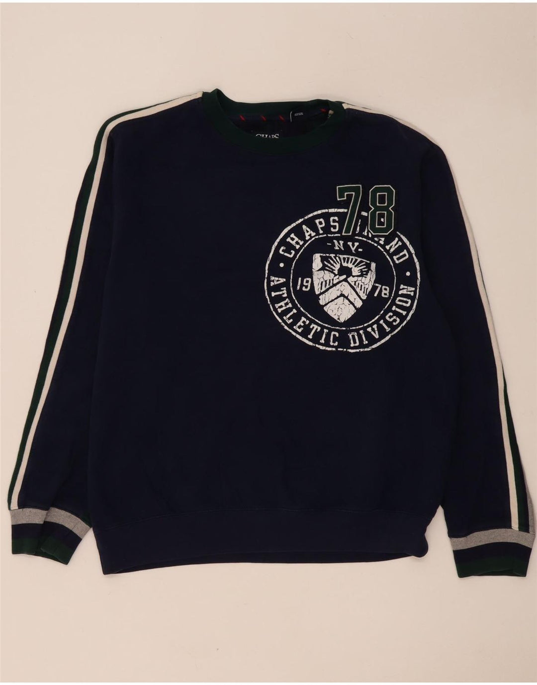 Chaps Ανδρικό γραφικό φούτερ Jumper Μεγάλο μπλε Navy Colourblock Βαμβακερό
