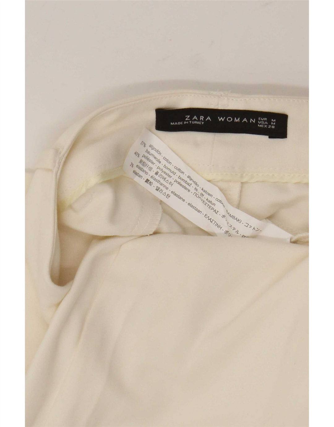 Zara Γυναικείο Slim Casual Παντελόνι Medium W28 L29 Λευκό βαμβακερό