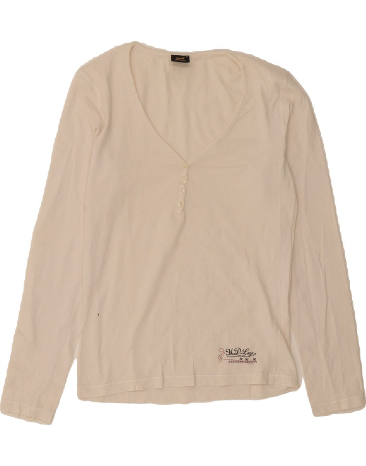LEE Womens Top Long Sleeve UK 12 Medium Off White Vintage Lee and Second-Hand Lee from Messina Hembry 
