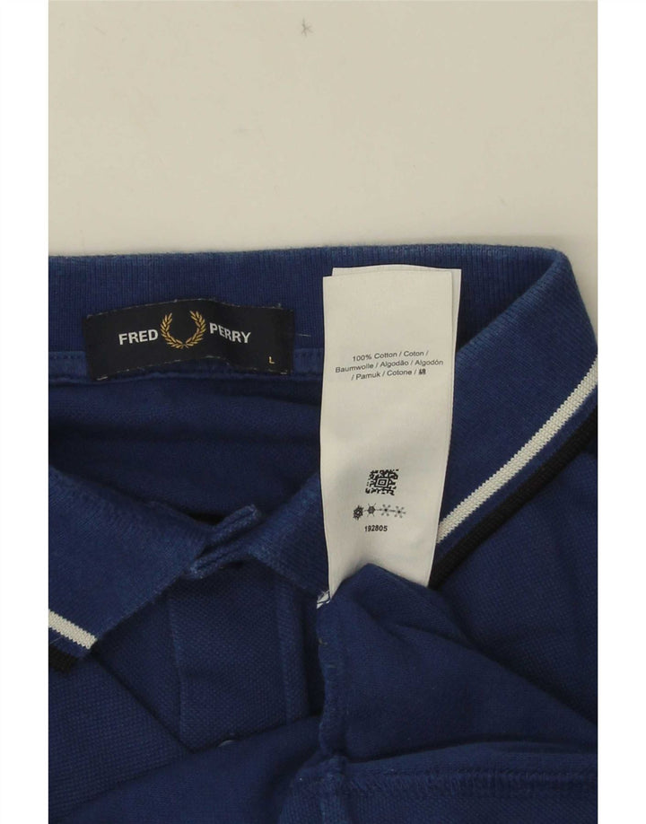 Fred Perry Ανδρικό πουκάμισο Polo μεγάλο μπλε ναυτικό βαμβακερό