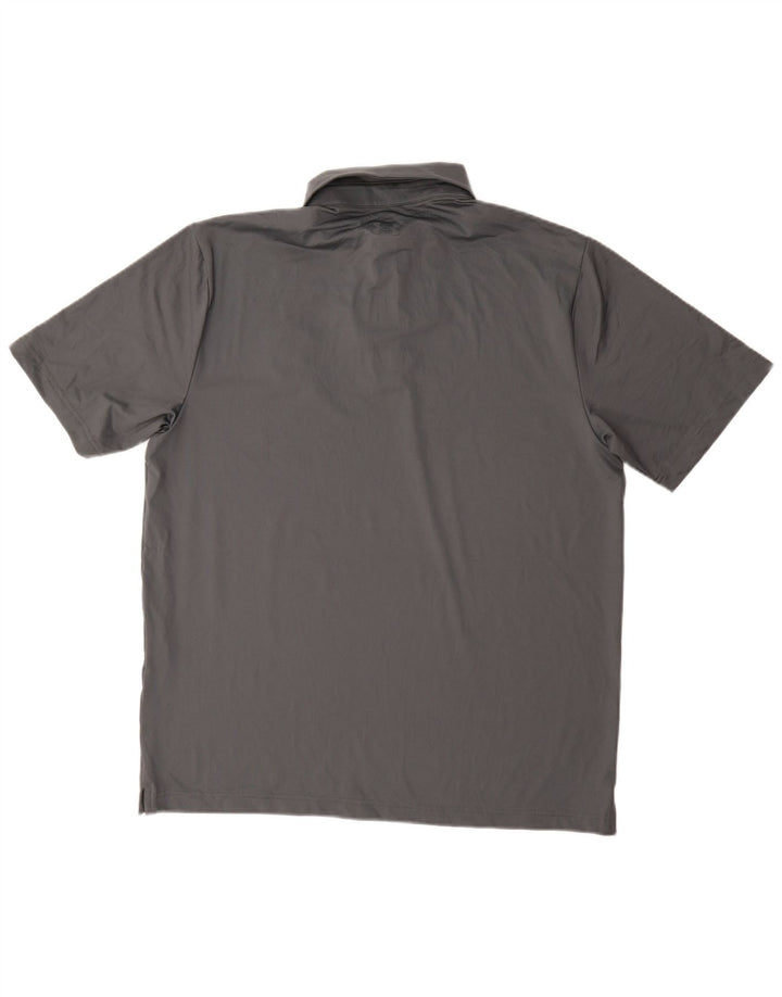 UNDER ARMOUR Mens Polo Shirt Large Grey Polyester