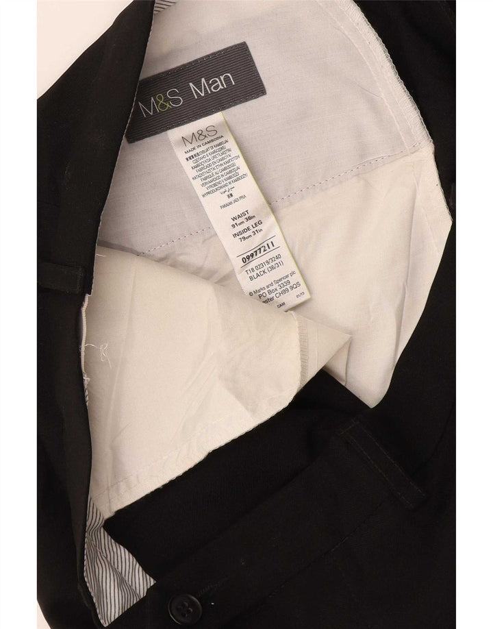 Marks & Spencer Ανδρικό ίσιο παντελόνι W36 L31 Μαύρο πολυεστέρα
