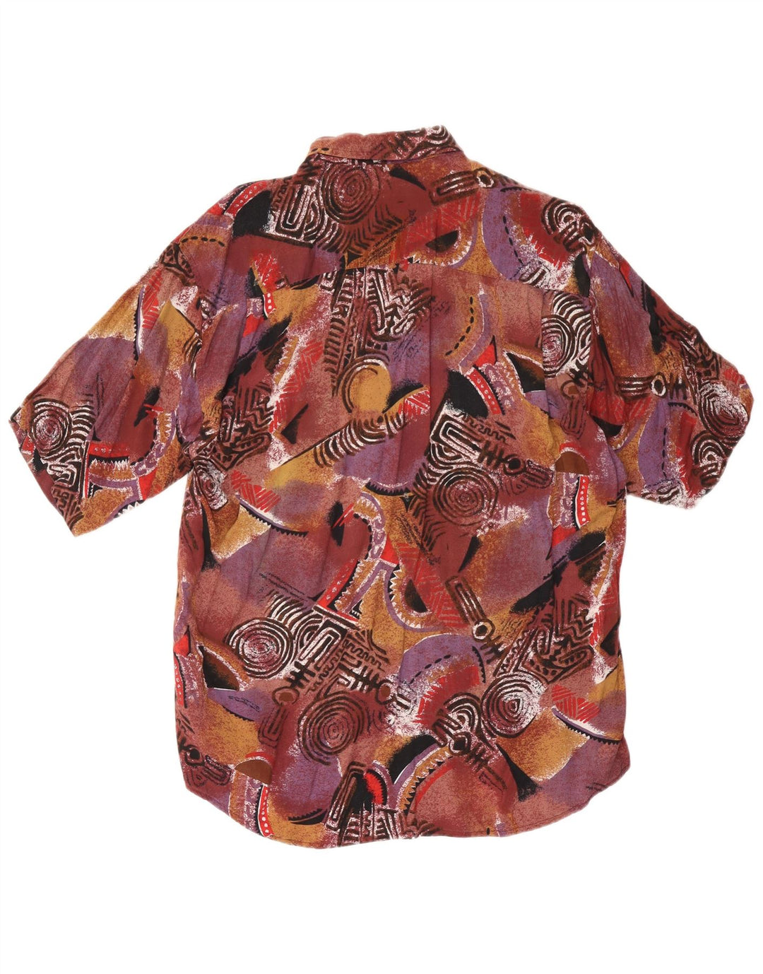 Vintage Ανδρικό κοντομάνικο πουκάμισο μεγάλο καφέ γεωμετρικό