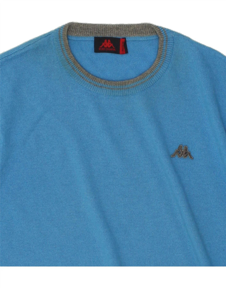 KAPPA Mens Crew Neck Jumper Sweater Medium Blue Nylon Vintage Kappa and Second-Hand Kappa from Messina Hembry 