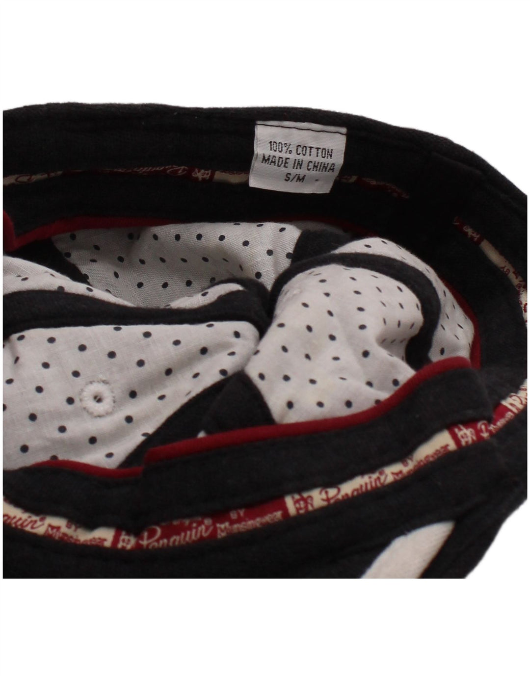 PENGUIN Mens Graphic Flat Cap Small/Medium Navy Blue Cotton Classic