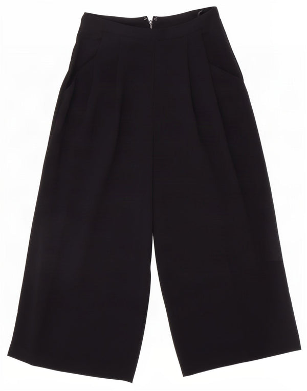 Topshop Womens Wide Leg Capri Trousers UK 8 Small W26 L21 Black Polyester