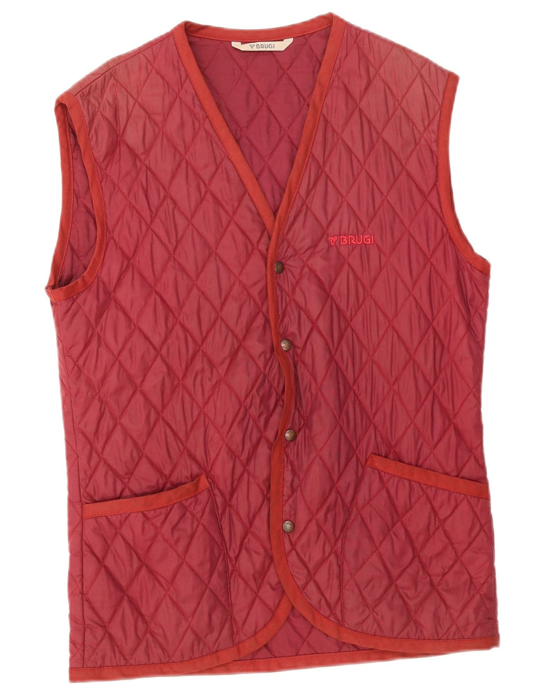 Brugi Mens Quilted Gilet UK 38 Medium Red Polyamide