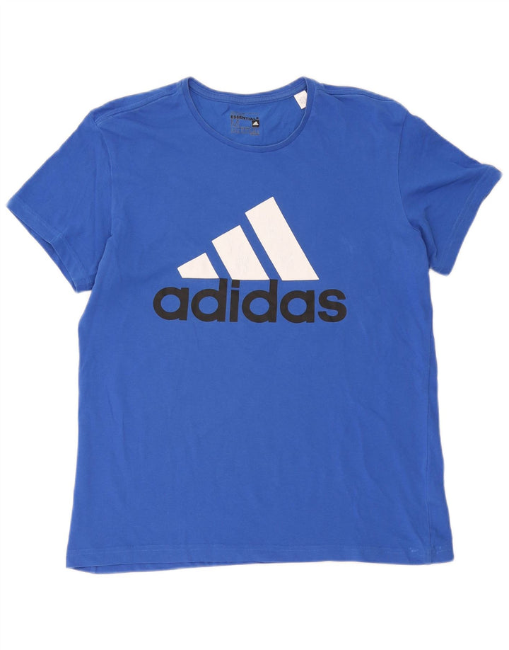 Adidas Ανδρικό γραφικό T-Shirt Climalite Top από μεσαίο μπλε βαμβακερό