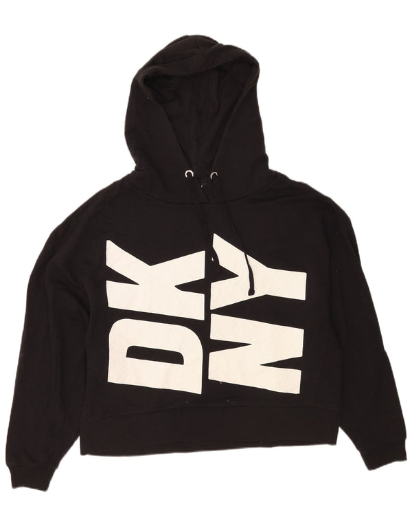 Γυναικείο γραφικό υπερμεγέθη κουκούλα Dkny UK 10 Μικρό μαύρο βαμβακερό