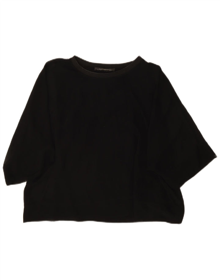 Zara Γυναικεία Μπλούζα Oversized Top UK 10 Small Black Viscose