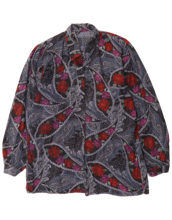 VINTAGE Womens Shirt UK 16 Large Multicoloured Floral