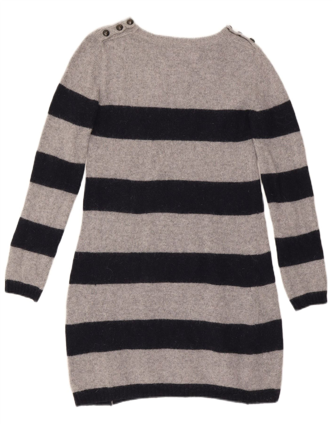 Zara Γυναικείο φόρεμα Jumper UK 12 Μαλλί με μεσαίο γκρι ριγέ