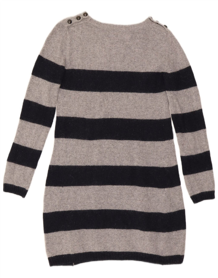 Zara Γυναικείο φόρεμα Jumper UK 12 Μαλλί με μεσαίο γκρι ριγέ