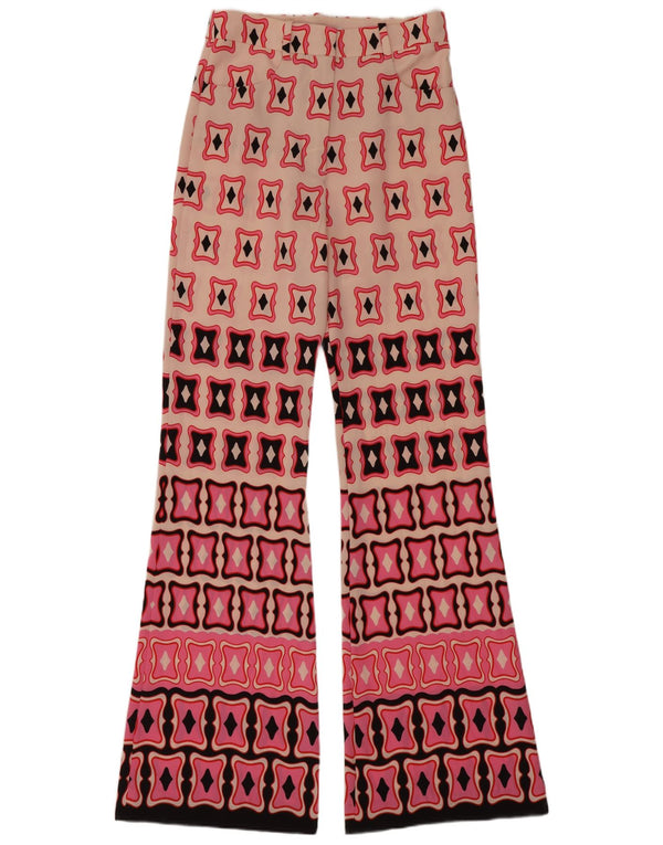 Zara Γυναικείο Ψηλόμεσο Flare Casual Παντελόνι XS W24 L33 Ροζ Γεωμετρικό