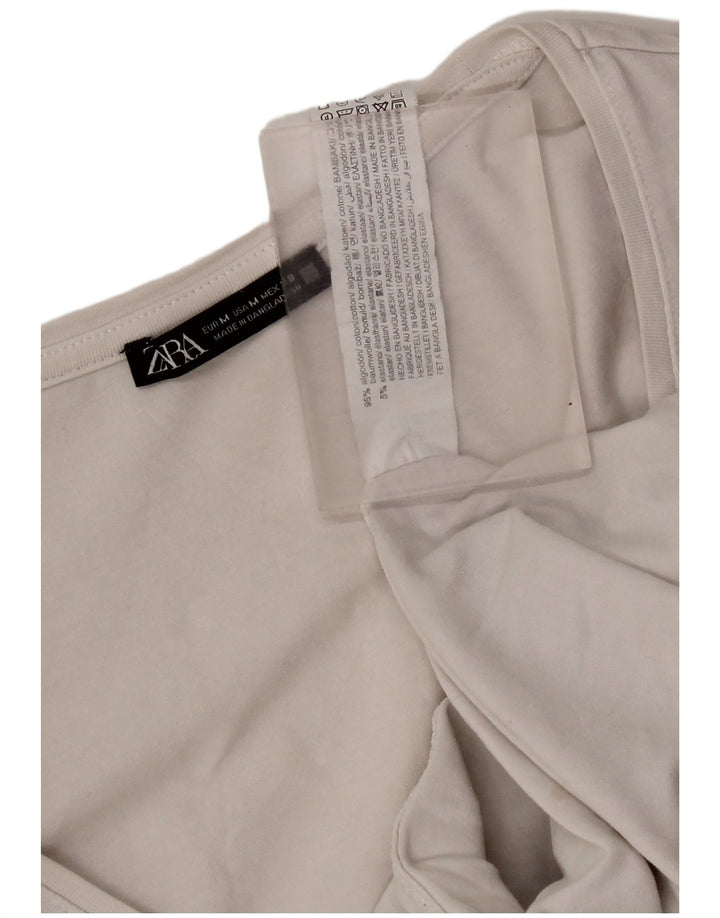 Zara Γυναικείο τοπ μακρυμάνικο UK 12 μεσαίο λευκό βαμβακερό