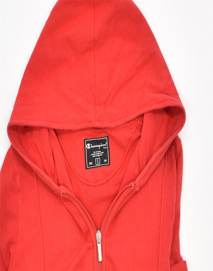 CHAMPION Womens Zip Hoodie Sweater UK 10 Small Red Cotton | Vintage | Thrift | Second-Hand | Used Clothing | Messina Hembry 