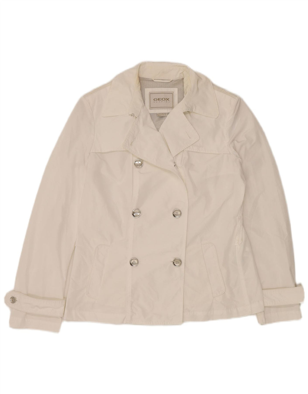 Geox Womens Respira Pea Coat UK 14 Large White Polyester