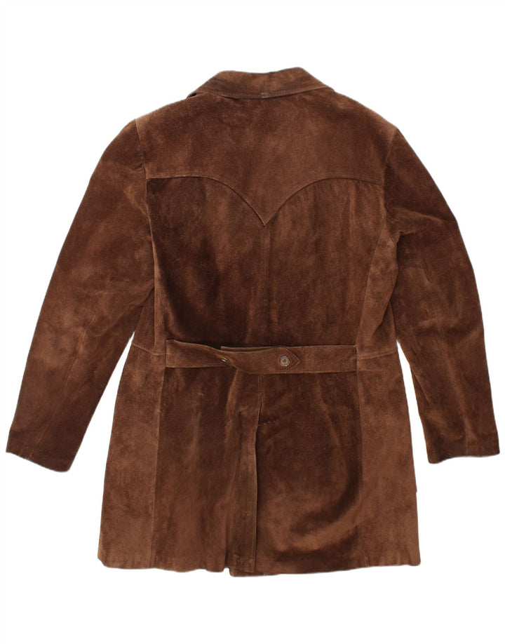 VINTAGE Ανδρικό Suede Παλτό UK 40 Large Brown