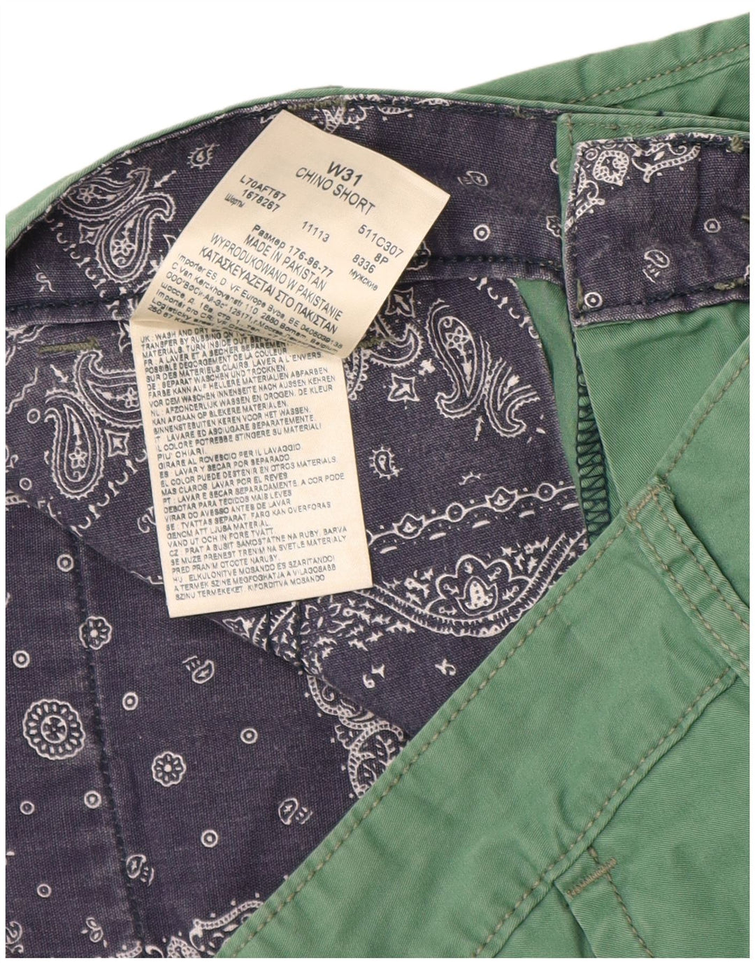 Ανδρικό σορτς Chino Lee W31 Βαμβακερό μεσαίο πράσινο