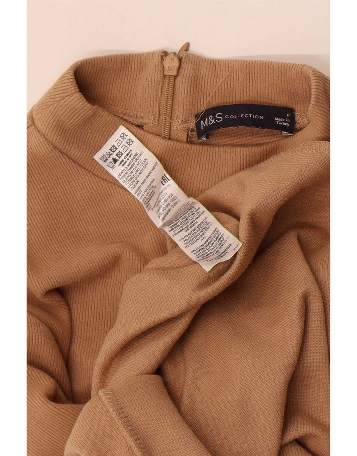 Marks & Spencer Γυναικείο μακρυμάνικο φόρεμα UK 8 Small Beige Polyester