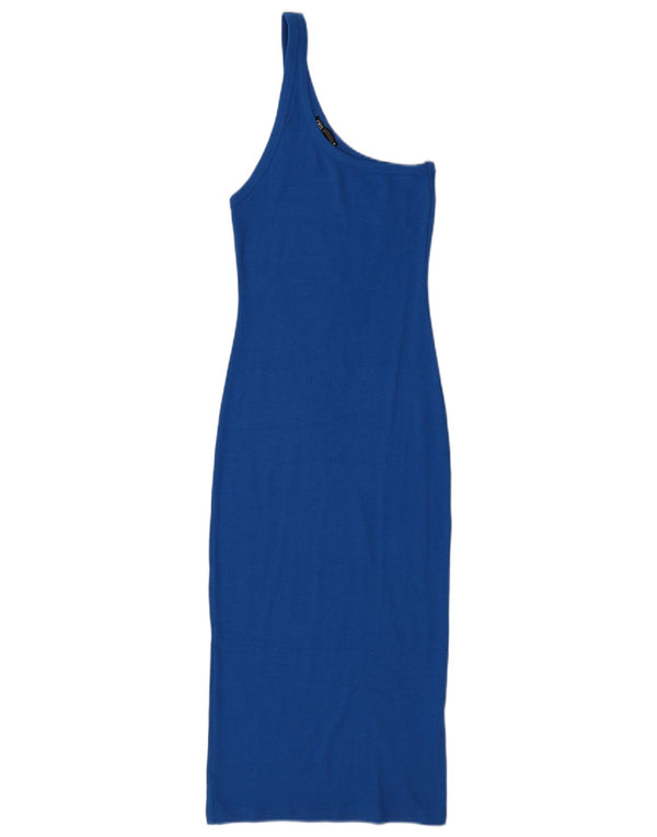 Zara Γυναικείο Φόρεμα με One Shoulder UK 12 μεσαίο μπλε βαμβακερό