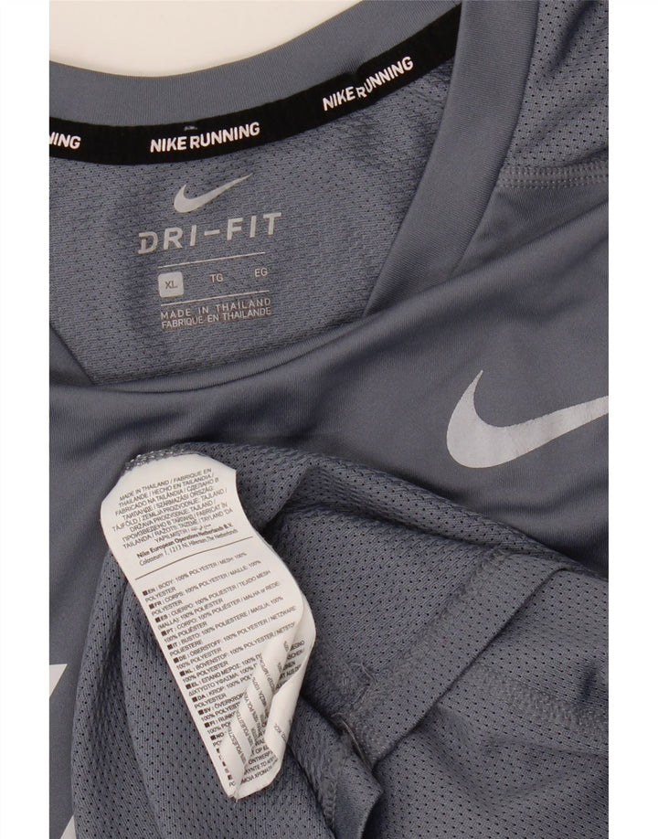Ανδρικό γραφικό μπλουζάκι Nike Dri Fit Top XL Γκρι ριγέ πολυεστέρα