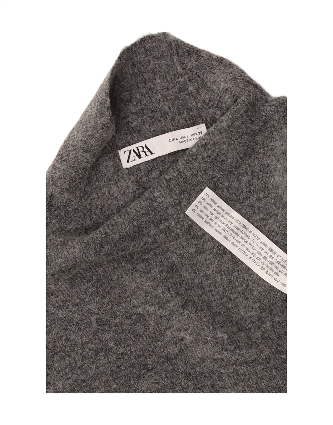 Zara Γυναικείο Αμάνικο Jumper Φόρεμα UK 14 Large Grey Polyester