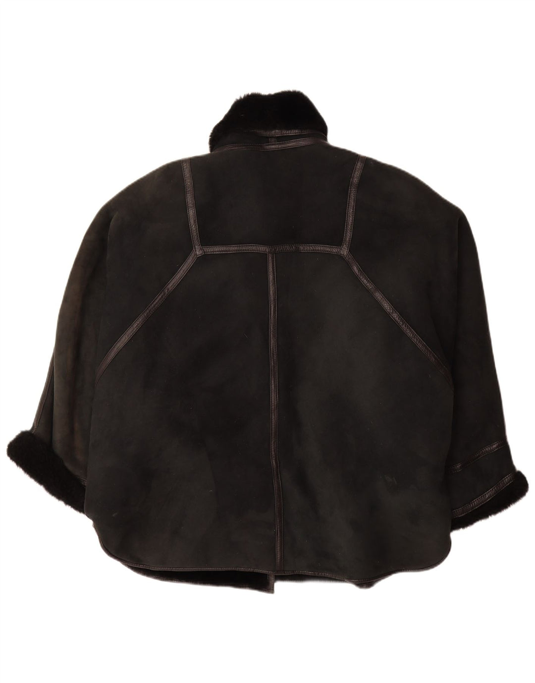 VINTAGE Γυναικείο Shearling Oversized Παλτό IT 44 Medium Black Shearling