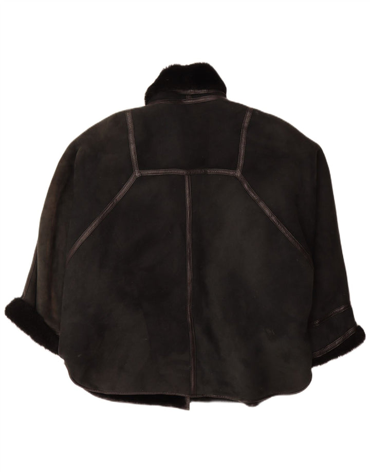 VINTAGE Γυναικείο Shearling Oversized Παλτό IT 44 Medium Black Shearling