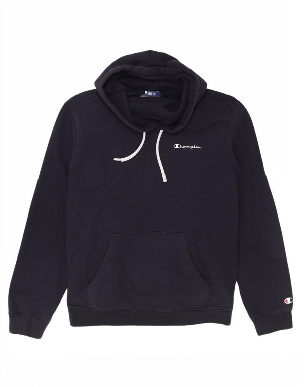 Champion Mens Hoodie Jumper Medium Navy Blue Cotton