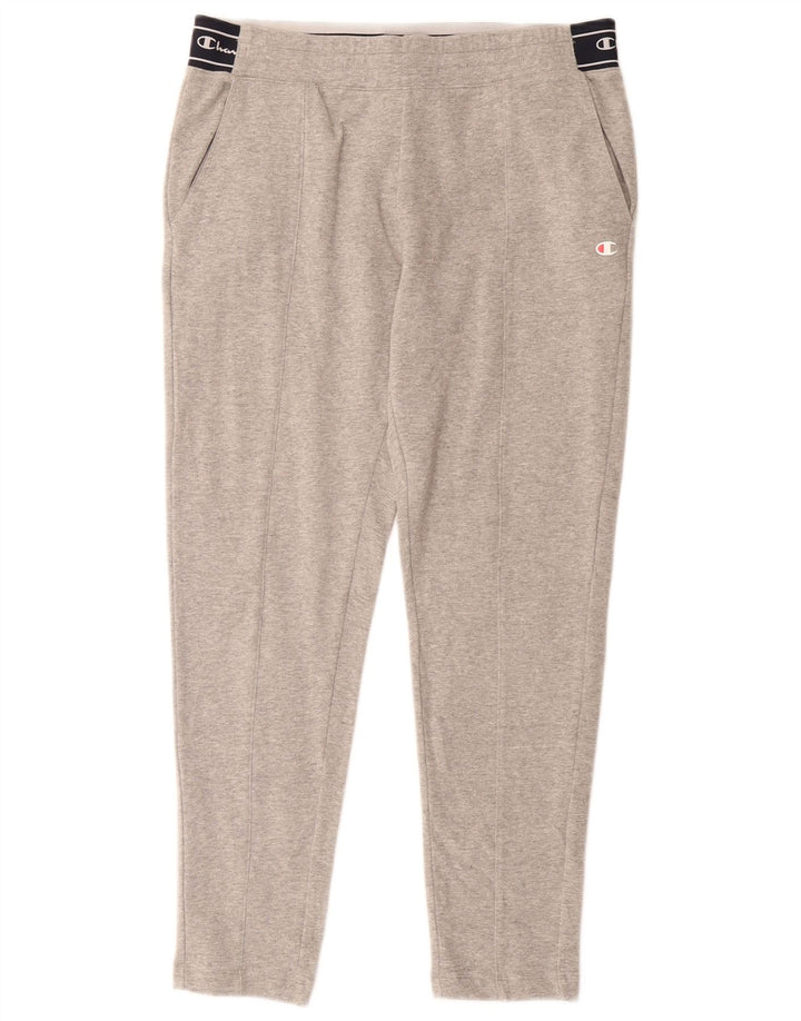 CHAMPION Womens Graphic Tracksuit Trousers UK 12 Medium Grey Colourblock