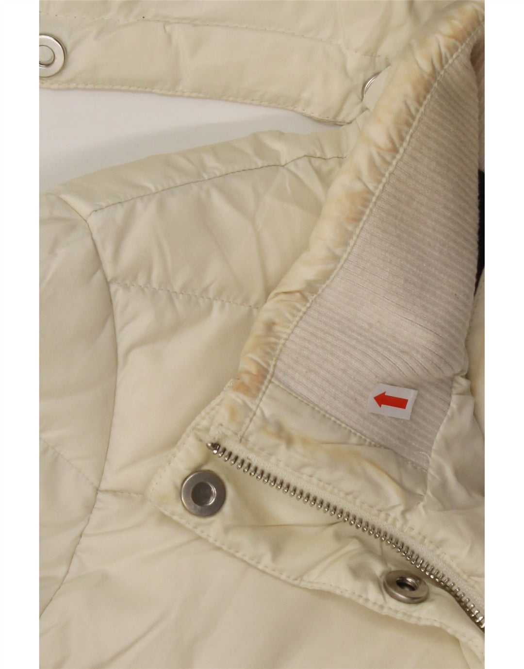 CALVIN KLEIN Γυναικείο μπουφάν με κουκούλα UK 14 Medium Off White Polyester
