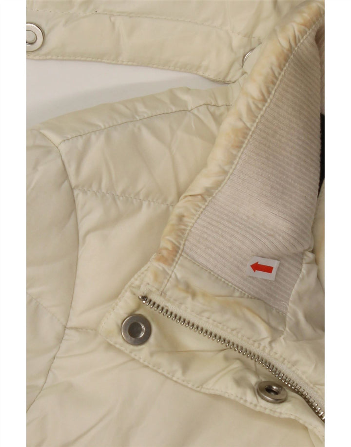 CALVIN KLEIN Γυναικείο μπουφάν με κουκούλα UK 14 Medium Off White Polyester