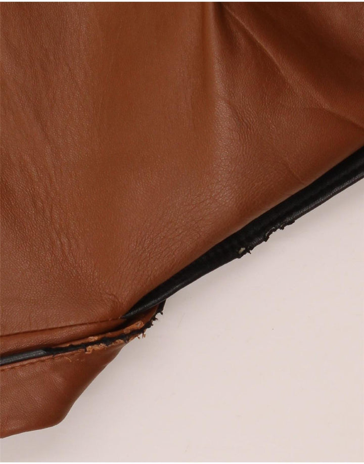 Vintage Γυναικείο Crop Military Δερμάτινο Μπουφάν UK 12 Medium Brown