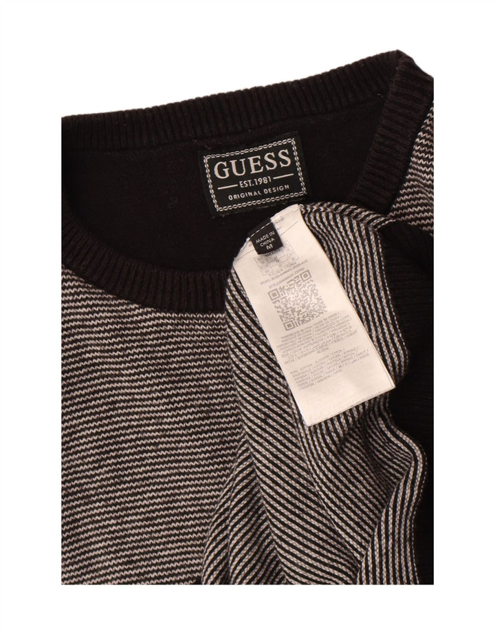 Ανδρικό πουλόβερ Guess Crew Neck, Βαμβακερό μεσαίο μαύρο ριγέ