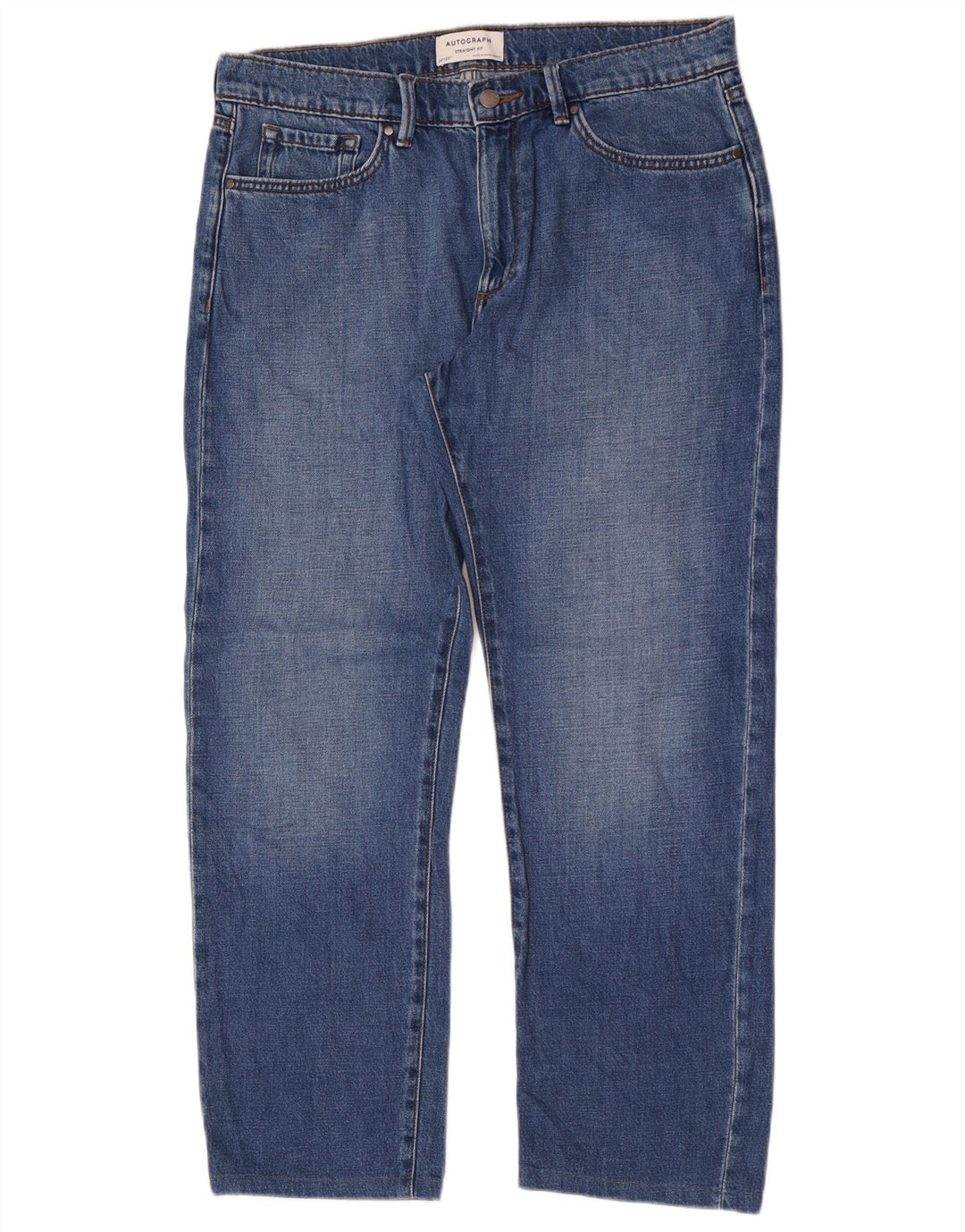 Marks & Spencer Ανδρικό Αυτόγραφο Straight Jeans W34 L29 Μπλε βαμβακερό