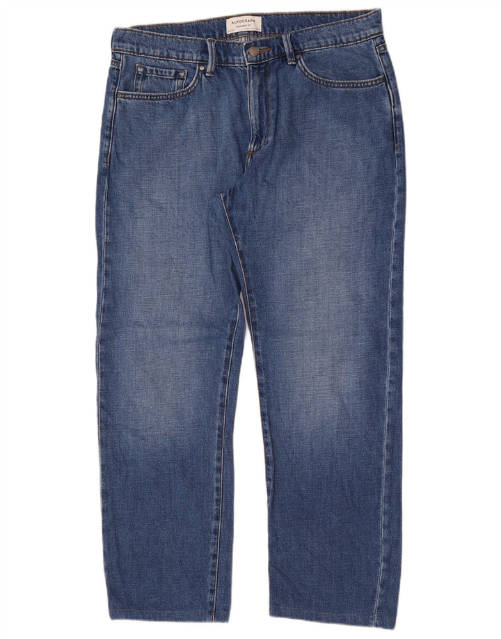 Marks & Spencer Ανδρικό Αυτόγραφο Straight Jeans W34 L29 Μπλε βαμβακερό