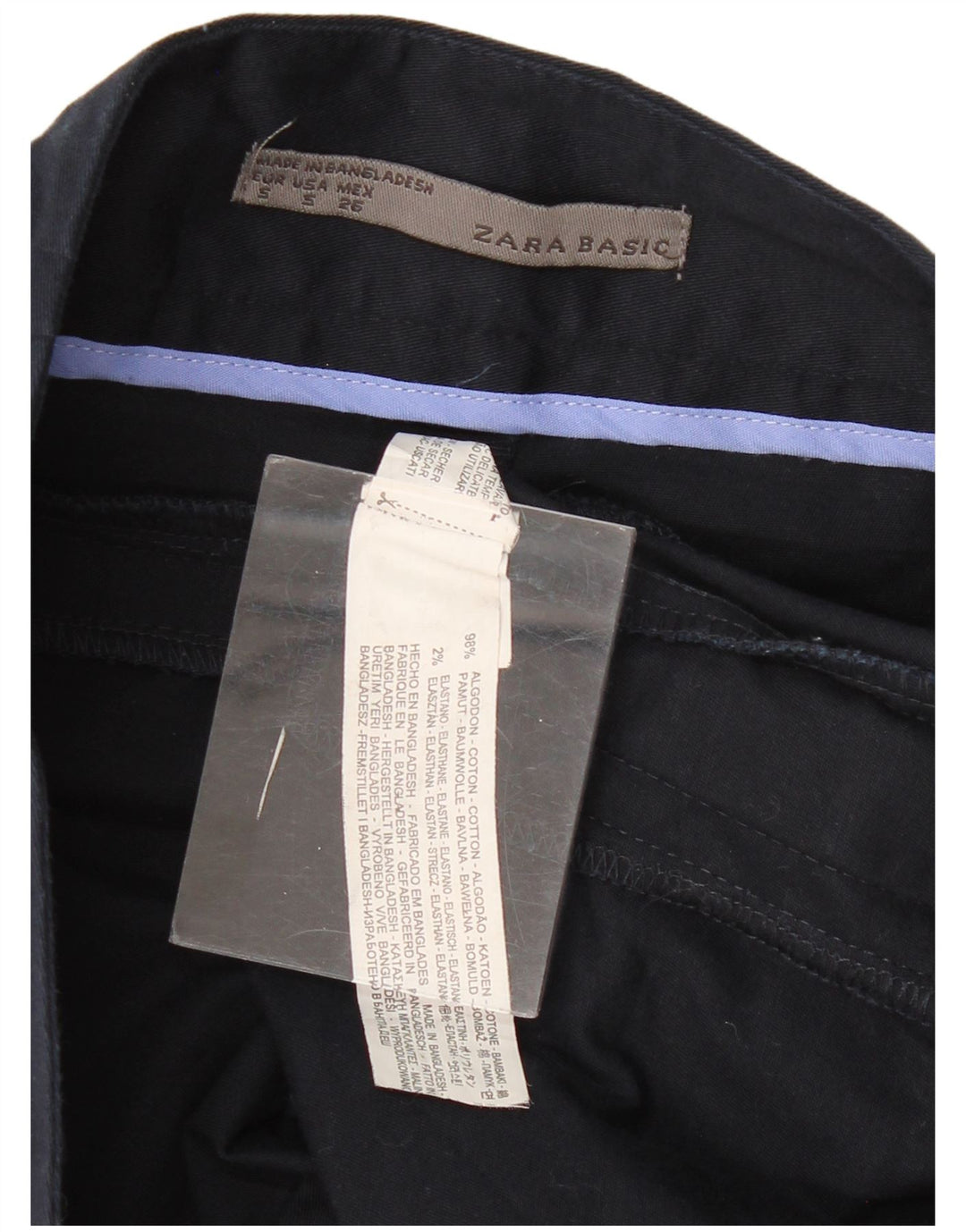 Zara Γυναικεία ίσια φούστα Small W26 Navy Blue Cotton