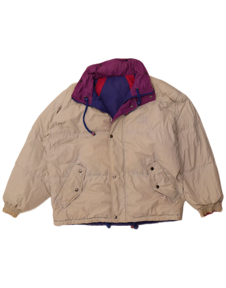 Γυναικείο αναστρέψιμο μπουφάν με κουκούλα VINTAGE Μεγάλο Μπεζ Χρώμα Πολυεστέρας