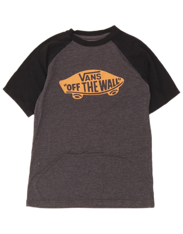 Vans Boys Custom Fit Graphic T-shirt Top 12-13 Years Large Grey Colourblock