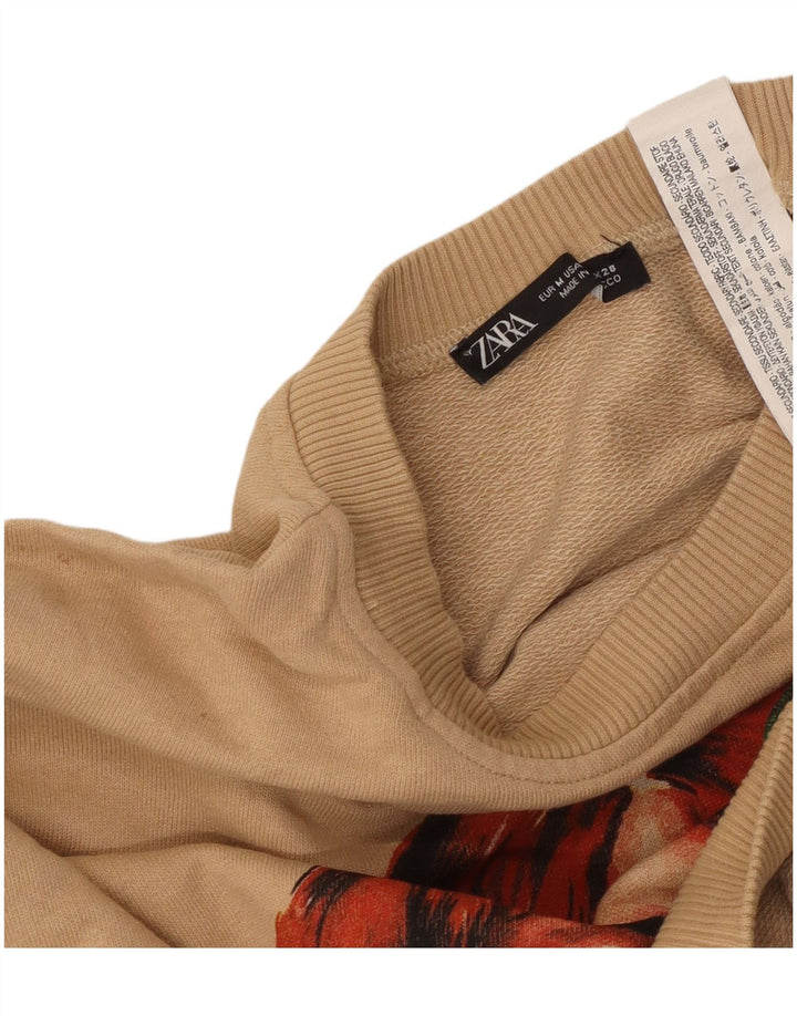 Γυναικείο γραφικό φούτερ ZARA oversized Crop Jumper UK 14 Medium Beige