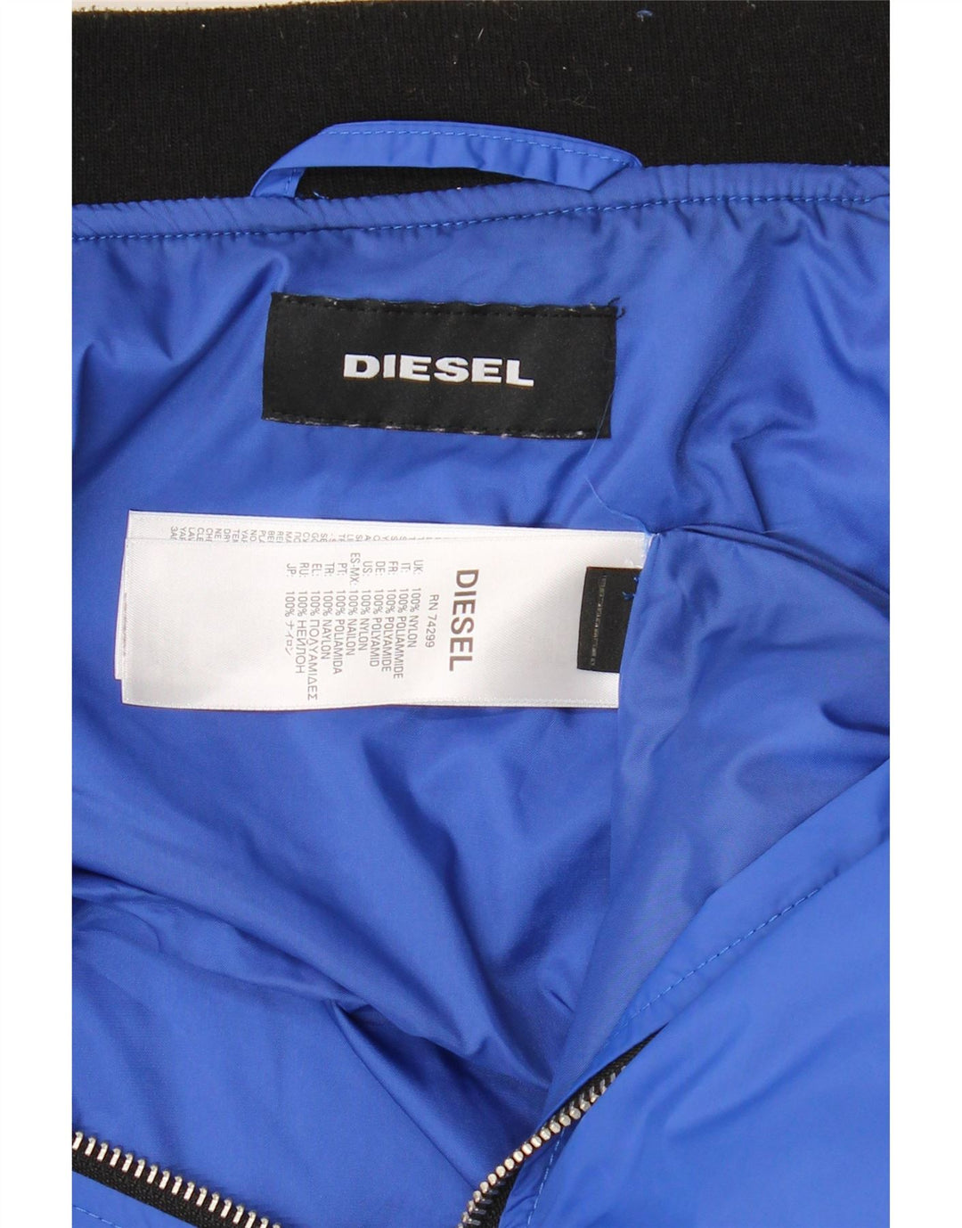 Diesel Boys Graphic Bomber Jacket 11-12 Years Blue Colorblock Nylon