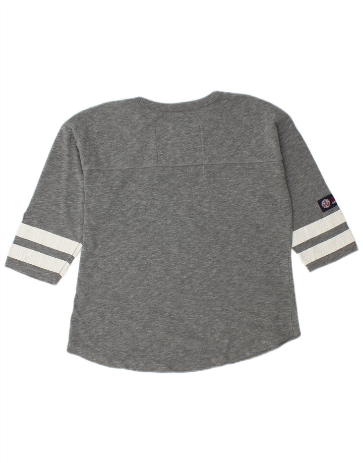 Superdry Γυναικείο τοπ 3/4 μανίκι UK 14 μεσαίο γκρι βαμβακερό