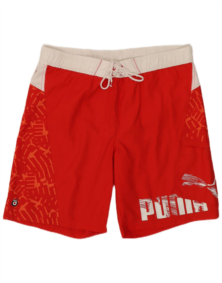 Ανδρικό γραφικό σορτς κολύμβησης Puma, μεσαίο κόκκινο χρώμα, πολυεστέρας