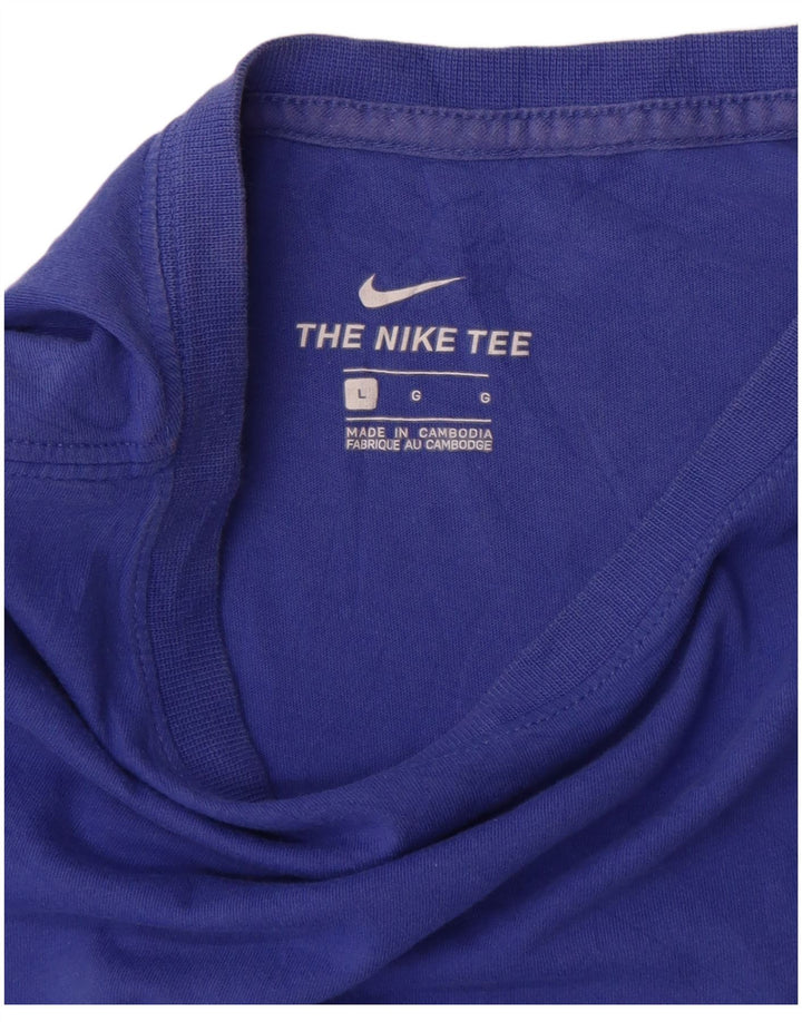 Γυναικείο T-Shirt Nike τοπ UK 16 μεγάλο μπλε βαμβακερό