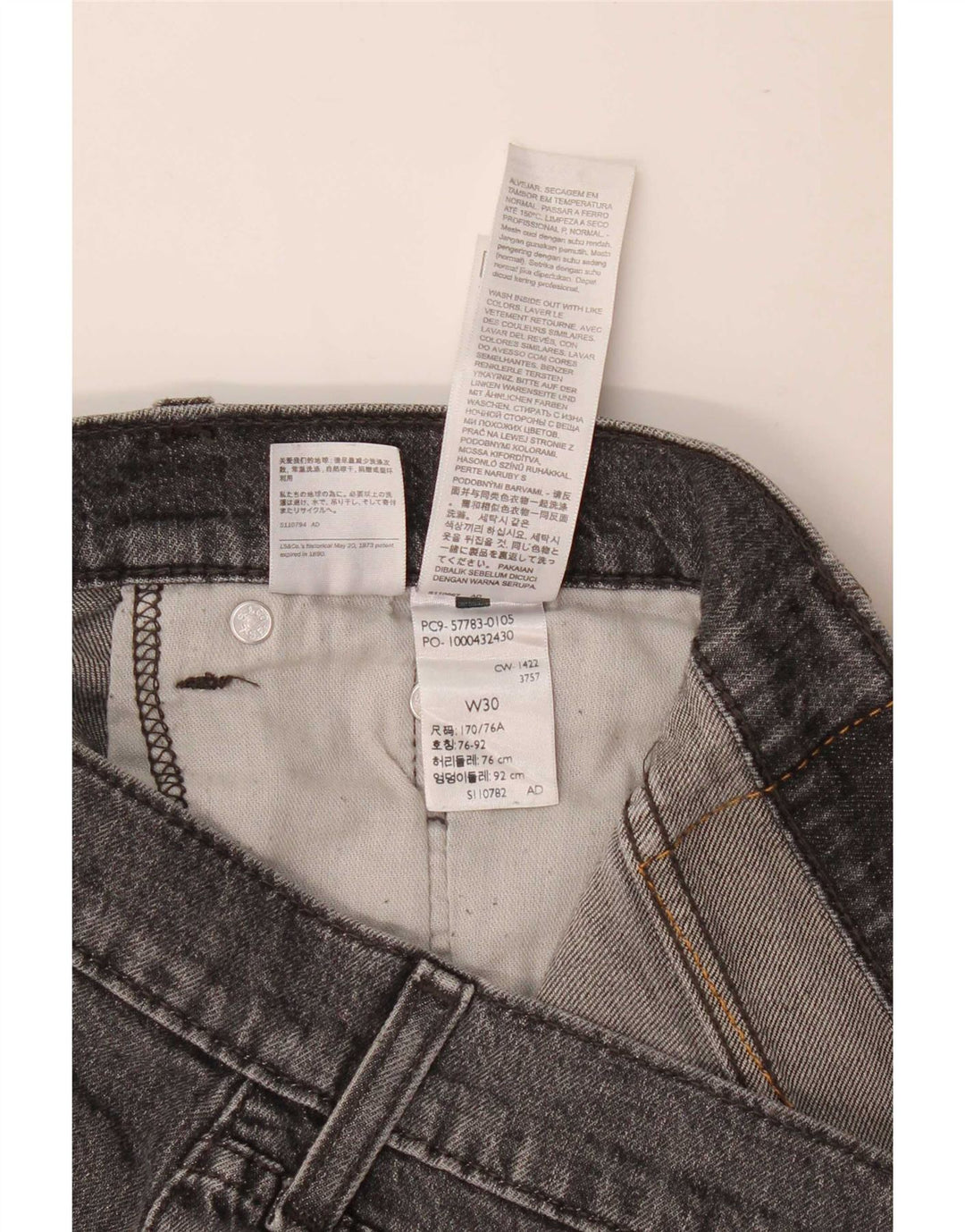 Levi's Mens 502 Straight Jeans W30 L29 Γκρι βαμβακερό