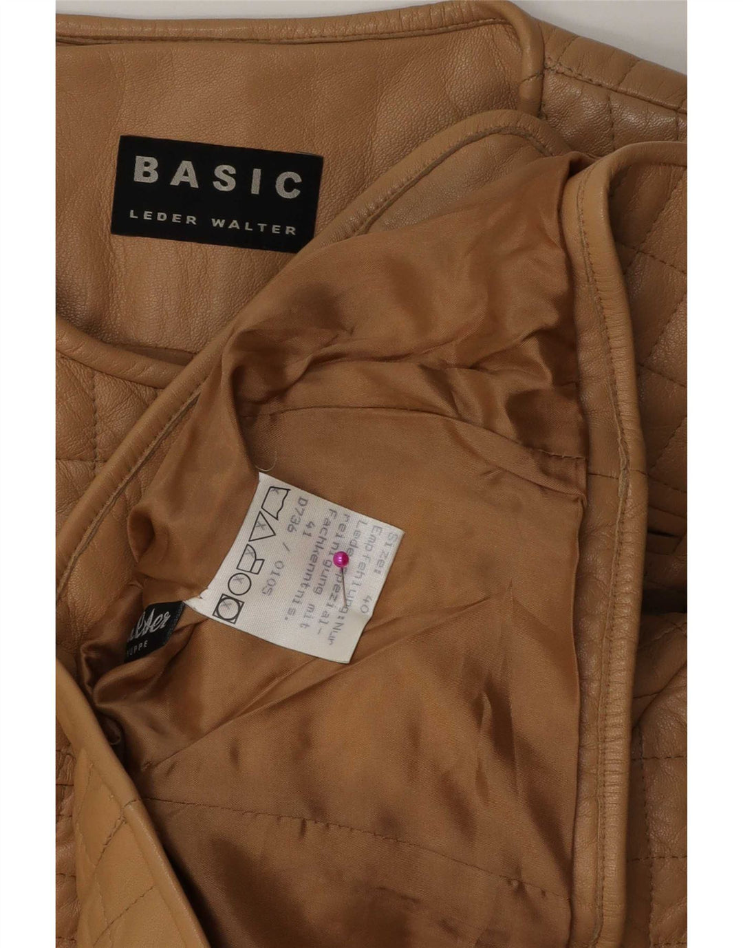 Basic Γυναικείο Καπιτονέ Δερμάτινο Μπουφάν IT 40 Small Beige Leather