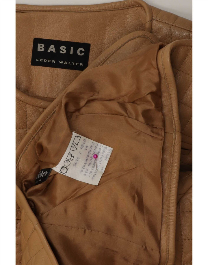 Basic Γυναικείο Καπιτονέ Δερμάτινο Μπουφάν IT 40 Small Beige Leather