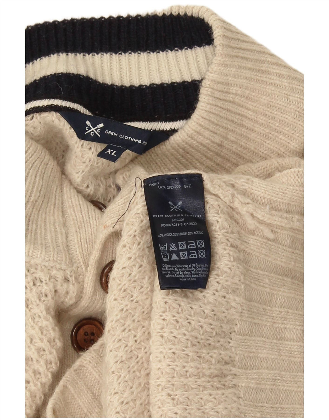 Crew Clothing Ανδρικό πουλόβερ με κουμπιά με λαιμό XL Μαλλί